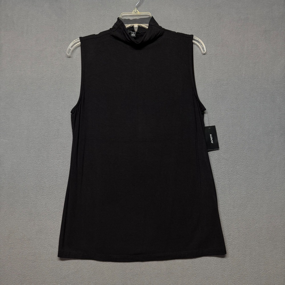 Alfani Sleeveless Mock Neck Top Shell M Deep Black Minimalist Layer Chic Basic